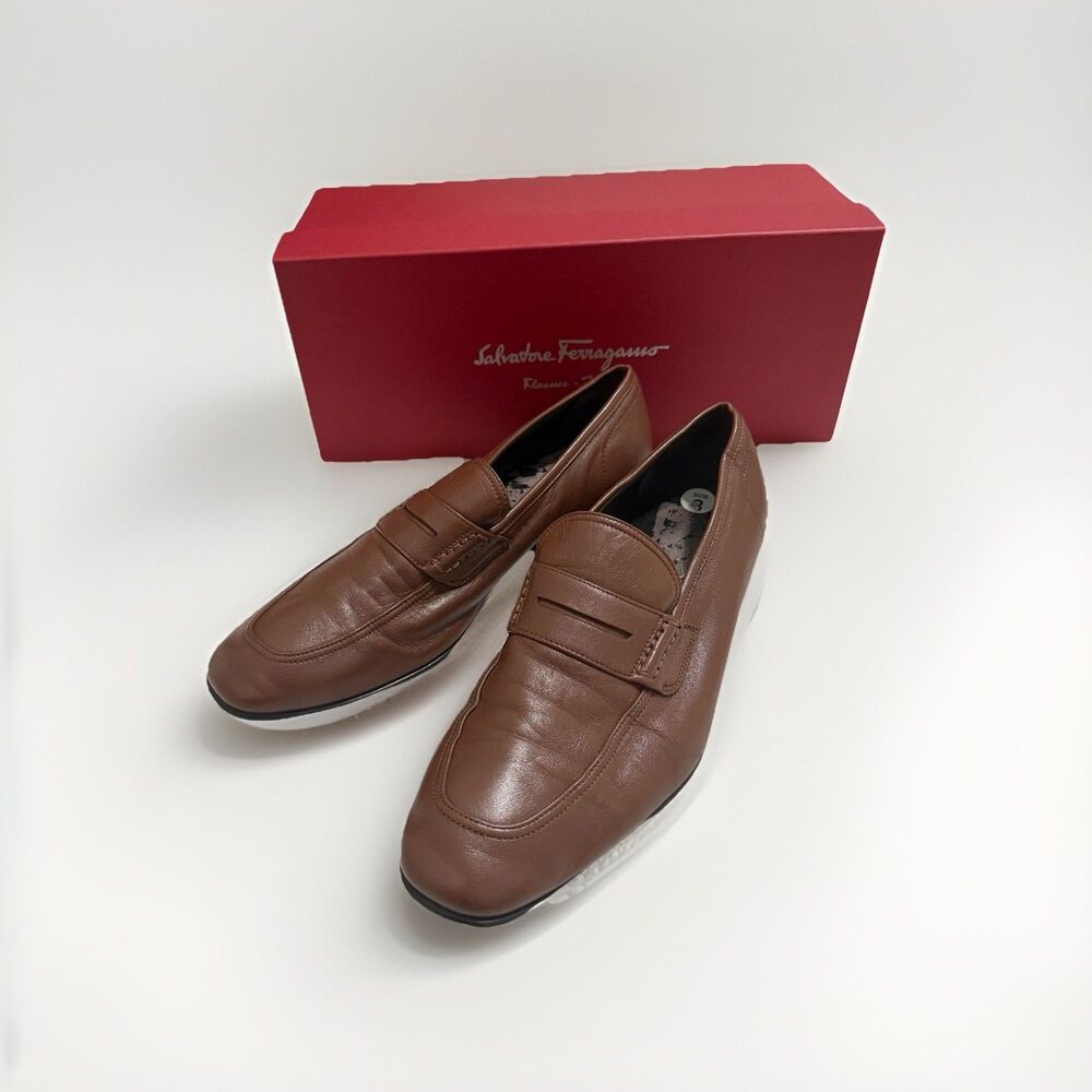 Salvatore Ferragamo Penny Loafer Men’s Brown Leather Size 8 EE